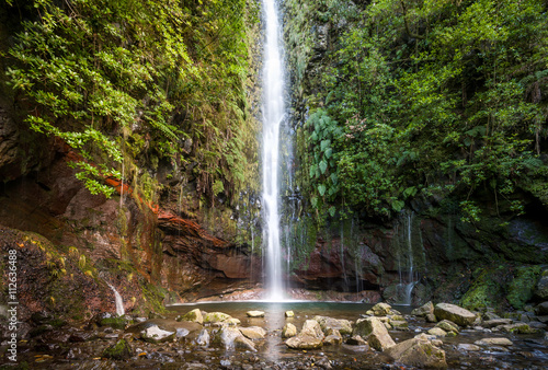 Waterfal at levada walk 25 fountains, Madeira island