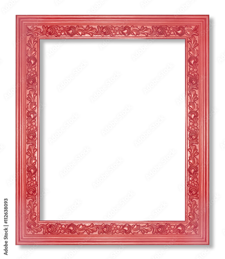 The antique red frame on the white background