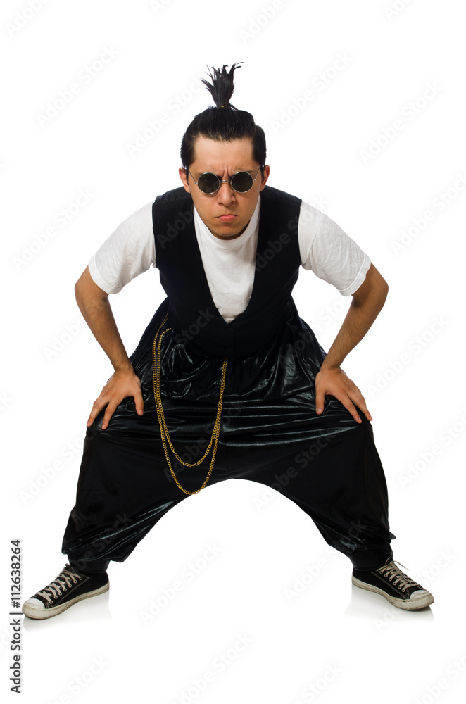 Funny young man dancing isolated on white Funny young man dancing isolated on white