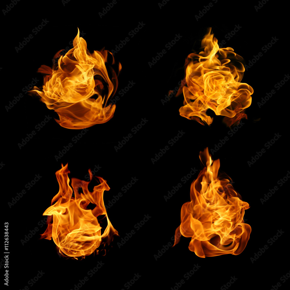 Fototapeta premium fire flame collection on black background