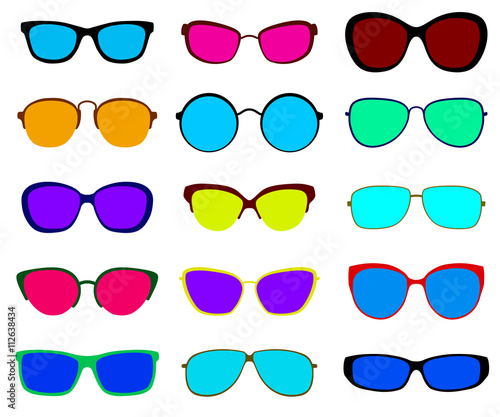 Set of sunglasses. Flat design