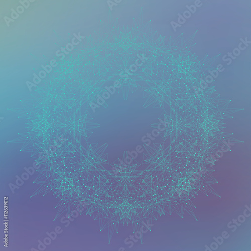 Geometric abstract mandala with connected line and dots. Graphic composition for medicine, science, technology, chemistry. Molecule, communication background. Vector illustration.