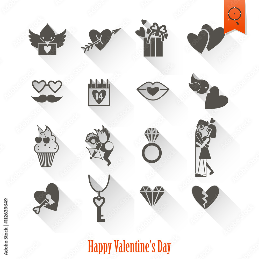Obraz premium Happy Valentines Day Icons