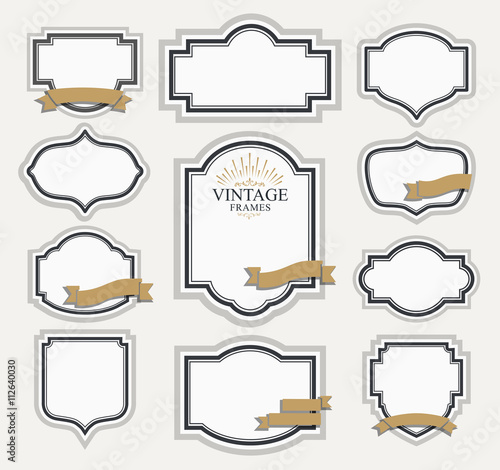 Frame classic template. Vintage contour blank frames and labels. Vintage elements design for cafe, restaurant, boutique, hotel, shop, jewelry. Vector retro elements