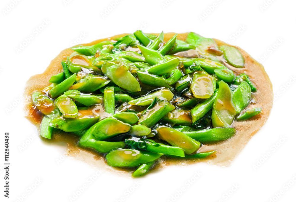 fried kale with oyster sauce vegetarian food isolated on white background fried kale with oyster sauce vegetarian food isolated on white background