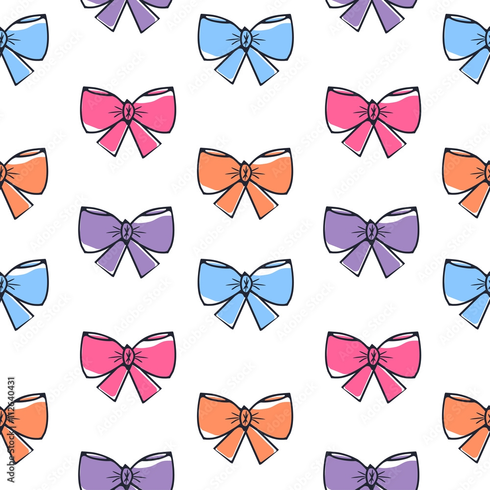 Seamless pattern color bow Seamless pattern color bow