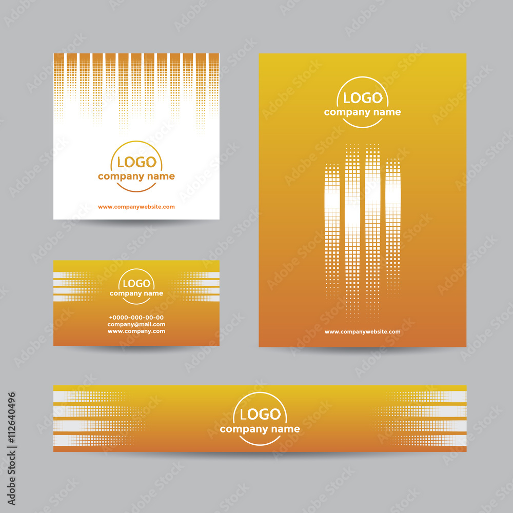 Abstract halftone corporate set of business card, cover, and banner