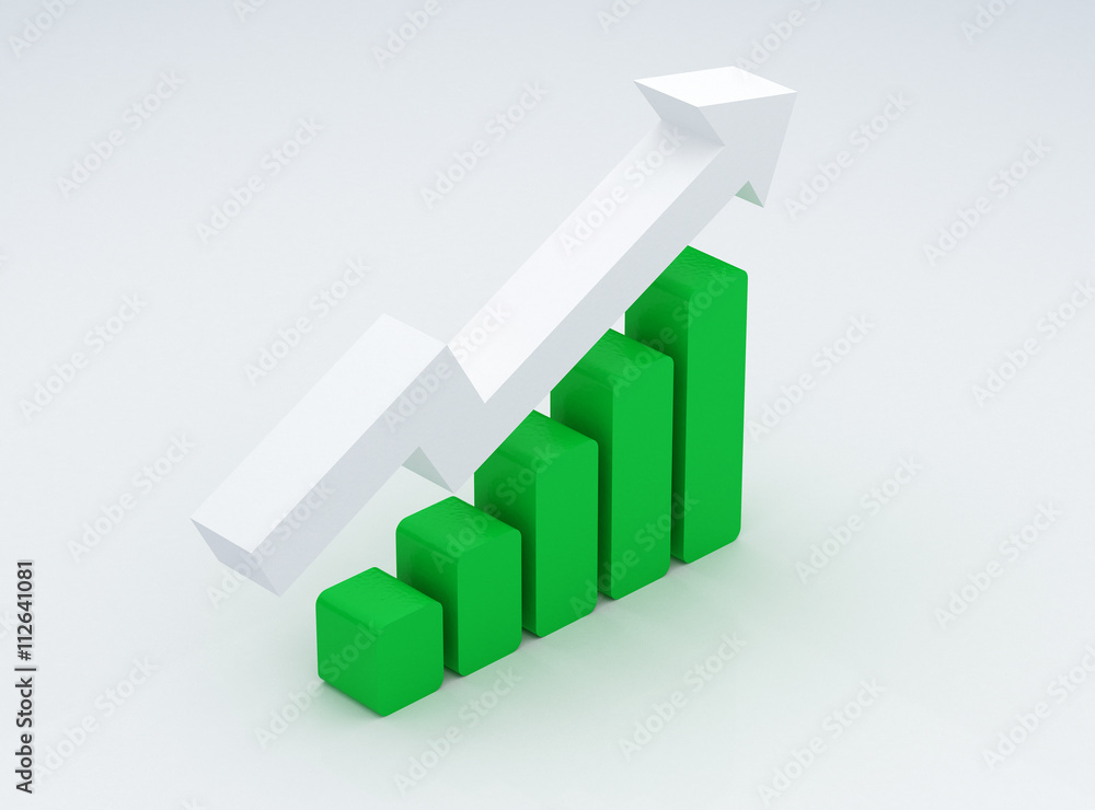 3D rendering of arrow going up