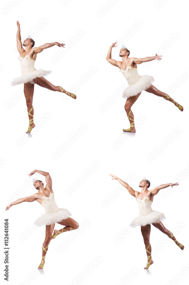Man in ballet tutu isolated on white Man in ballet tutu isolated on white