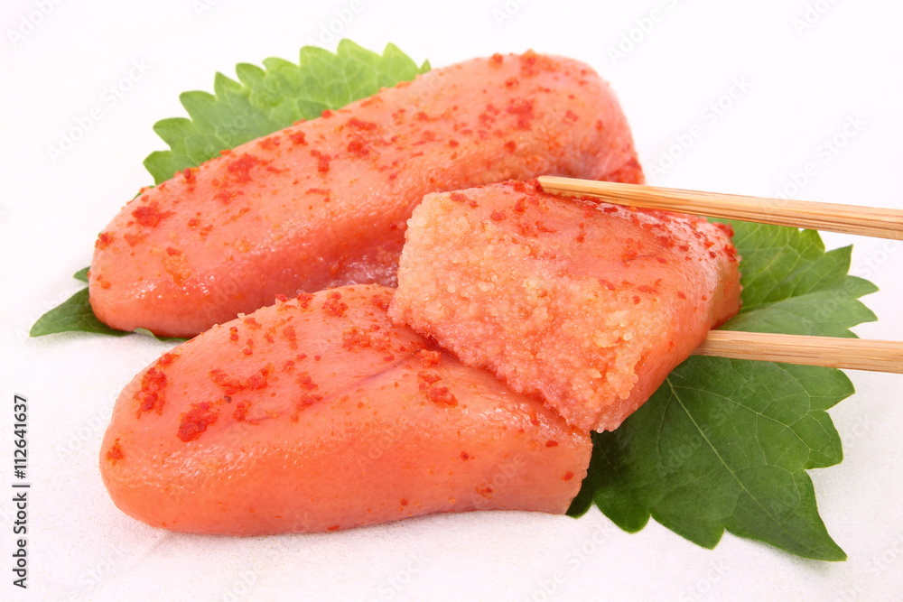 辛子明太子　明太子　たらこ　箸上げ　断面