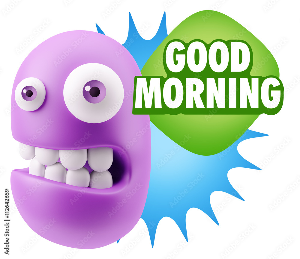 3d Rendering Smile Character Emoticon Expression saying Good Mor 3d Rendering Smile Character Emoticon Expression saying Good Mor