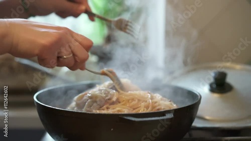 The process of cooking Italian pasta