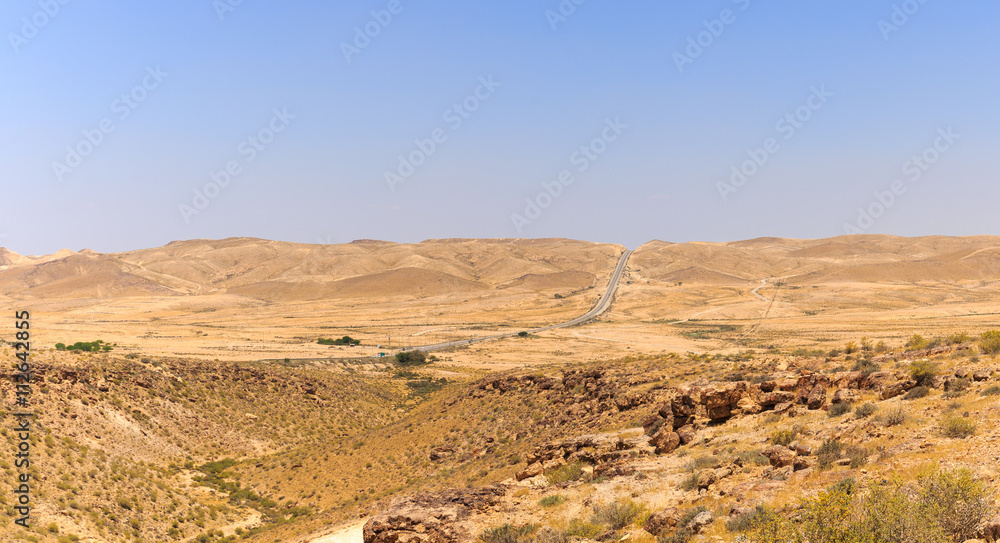 Road to Yeruham over mountains in Negev desert
