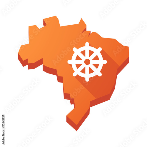 Illustration of an isolated Brazil map with a dharma chakra sign