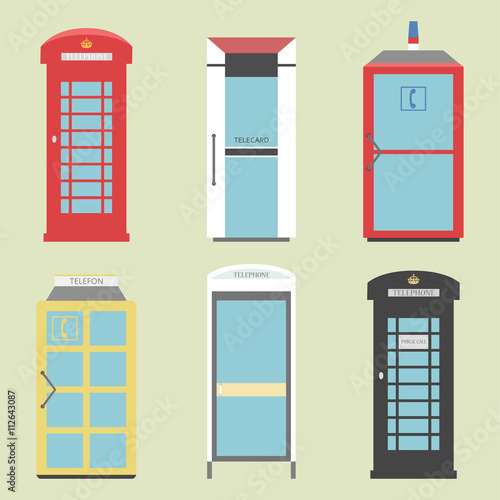 Telephone boxes from the whole world / different versions of Public call boxes