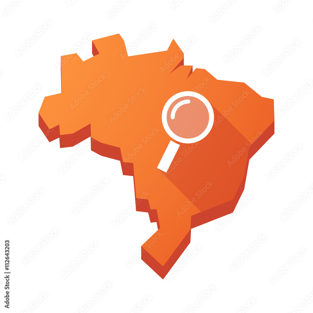 Illustration of an isolated Brazil map with a magnifier