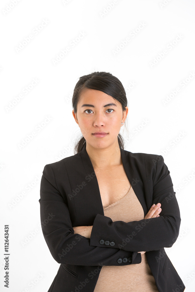 Cute asian businesswoman portrait with arm crossed Cute asian businesswoman portrait with arm crossed