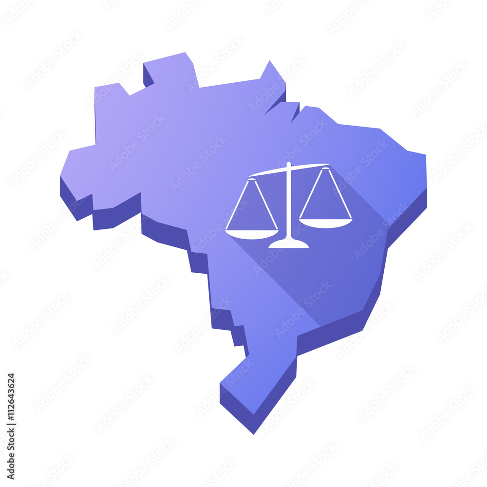Illustration of an isolated Brazil map with an unbalanced weigh Illustration of an isolated Brazil map with an unbalanced weigh