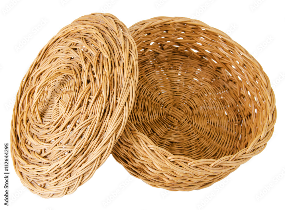 wicker utensils isolated on white background wicker utensils isolated on white background