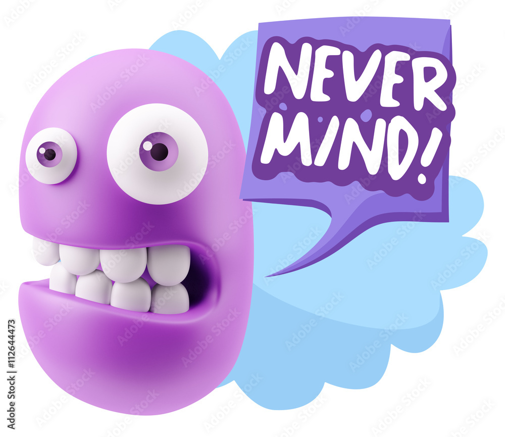 3d Rendering Smile Character Emoticon Expression saying Never Mi 3d Rendering Smile Character Emoticon Expression saying Never Mi