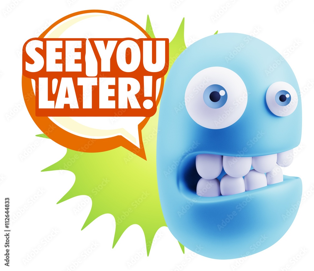 3d Illustration Laughing Character Emoji Expression saying See Y 3d Illustration Laughing Character Emoji Expression saying See Y