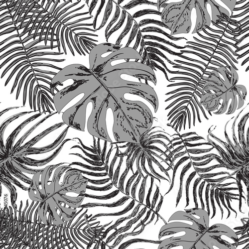 Seamless pattern with exotic leafs
