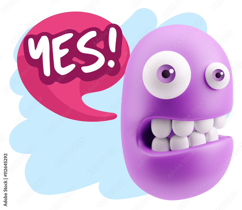 3d Rendering Smile Character Emoticon Expression saying Yes with 3d Rendering Smile Character Emoticon Expression saying Yes with