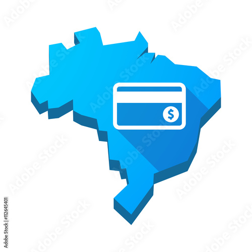 Illustration of an isolated Brazil map with  a credit card