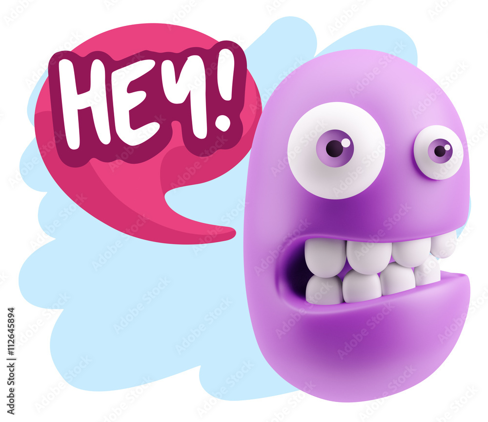 Obraz premium 3d Illustration Laughing Character Emoji Expression saying Hey w