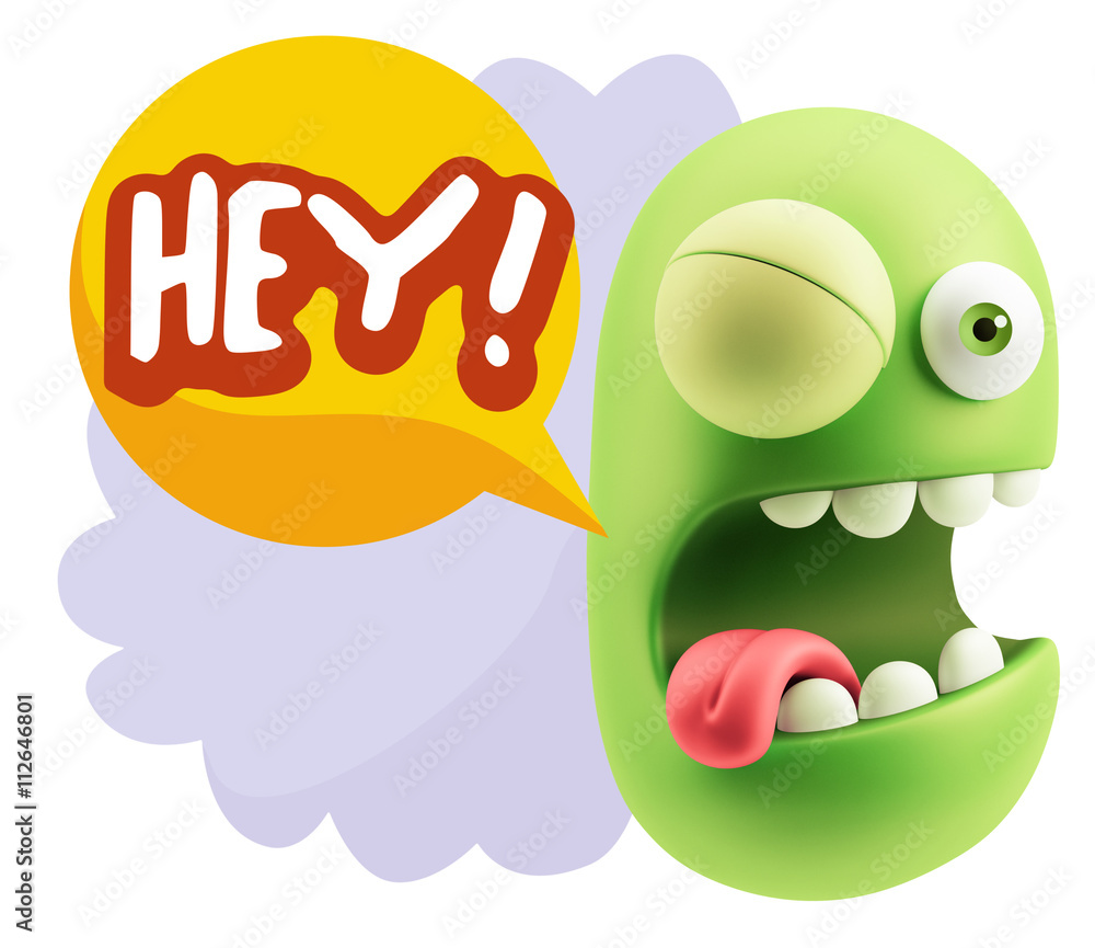 3d Illustration Laughing Character Emoji Expression saying Hey w 3d Illustration Laughing Character Emoji Expression saying Hey w