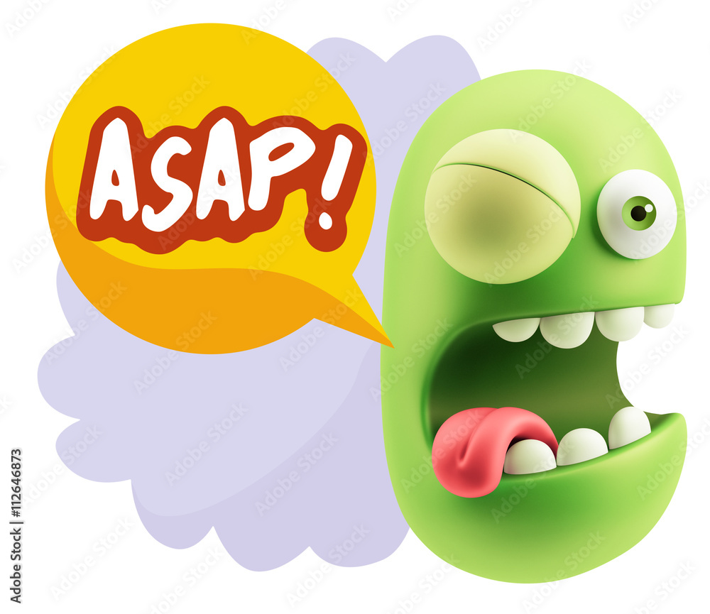 3d Illustration Laughing Character Emoji Expression saying Asap 3d Illustration Laughing Character Emoji Expression saying Asap