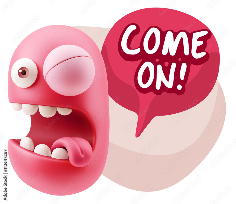 3d Illustration Laughing Character Emoji Expression saying Come 3d Illustration Laughing Character Emoji Expression saying Come