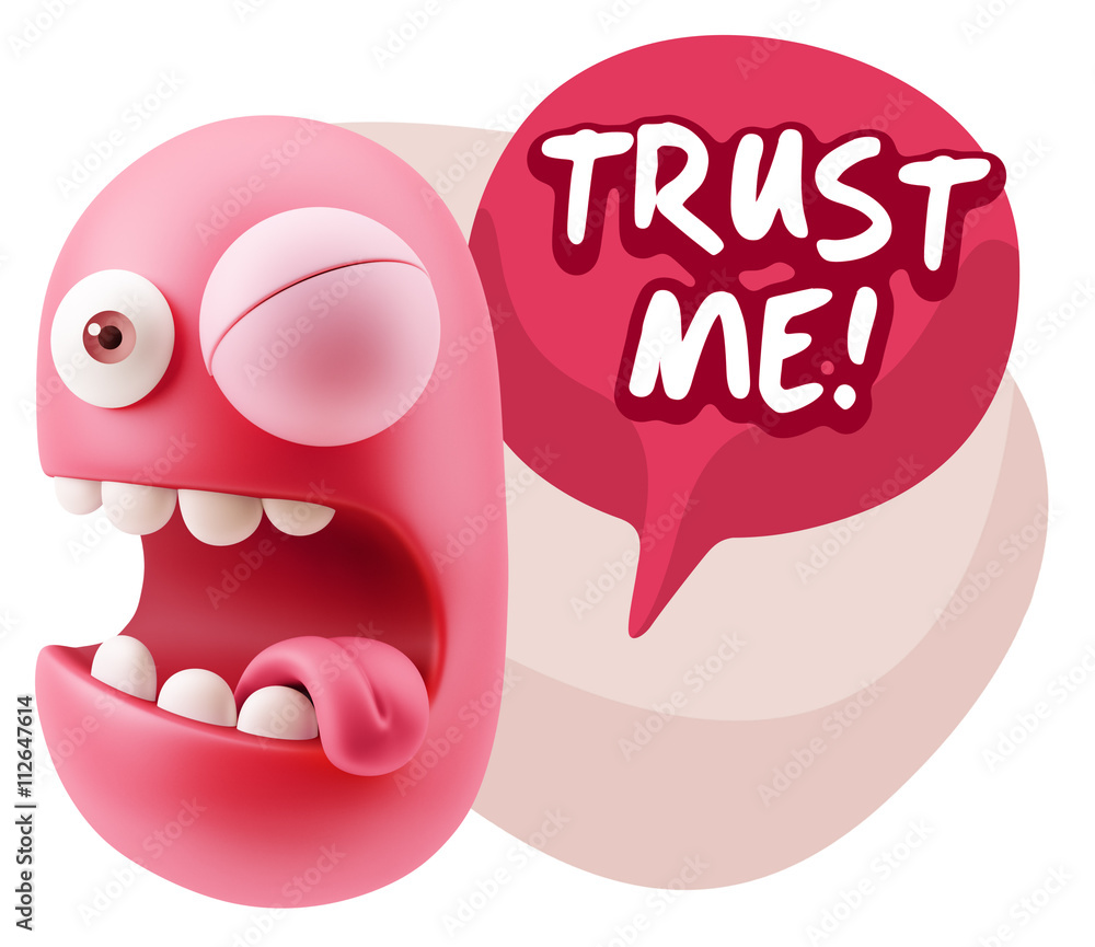 3d Illustration Laughing Character Emoji Expression saying Trust 3d Illustration Laughing Character Emoji Expression saying Trust
