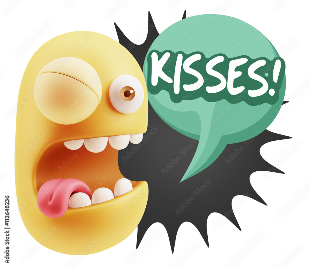 3d Rendering Smile Character Emoticon Expression saying Kisses w 3d Rendering Smile Character Emoticon Expression saying Kisses w