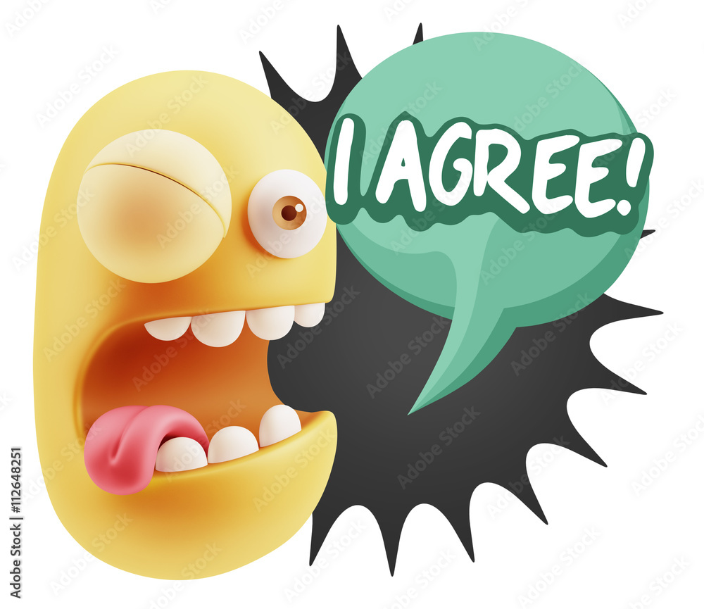 3d Illustration Laughing Character Emoji Expression saying I Agr 3d Illustration Laughing Character Emoji Expression saying I Agr