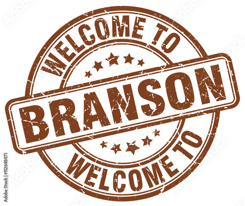 welcome to Branson brown round vintage stamp photo