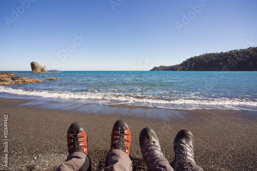 Hike along the beautiful coast on a sunny day ..