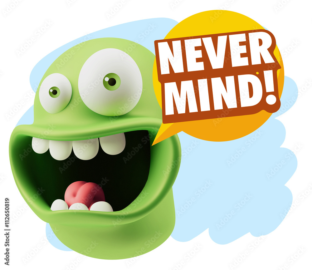3d Rendering Smile Character Emoticon Expression saying Never Mi 3d Rendering Smile Character Emoticon Expression saying Never Mi