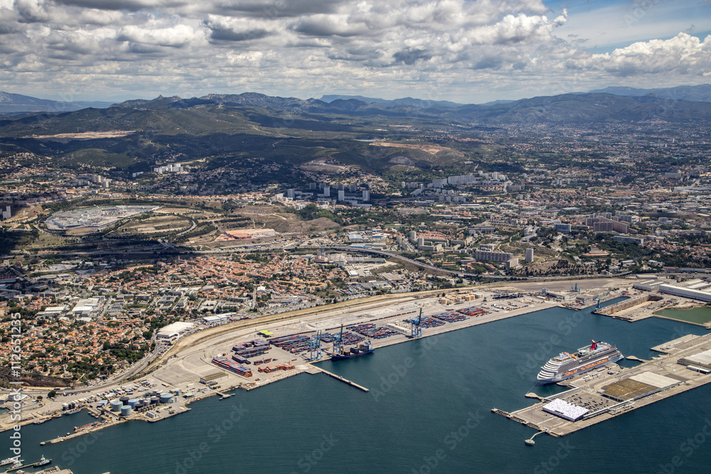 Naklejka premium aerial view of Marseille in France