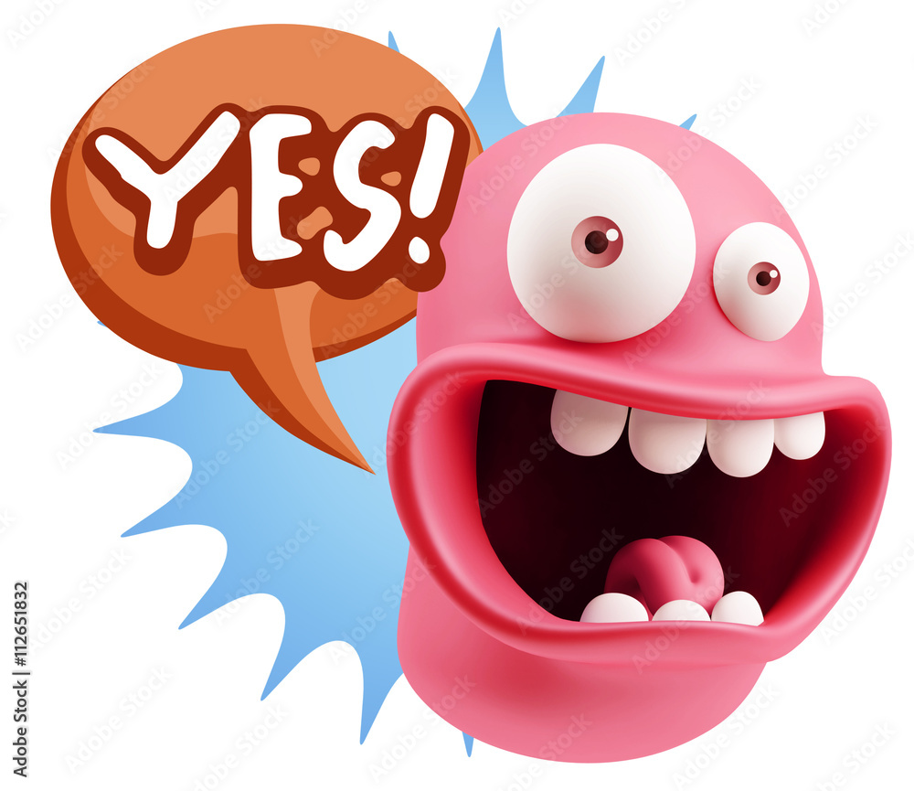 3d Rendering Smile Character Emoticon Expression saying Yes with 3d Rendering Smile Character Emoticon Expression saying Yes with