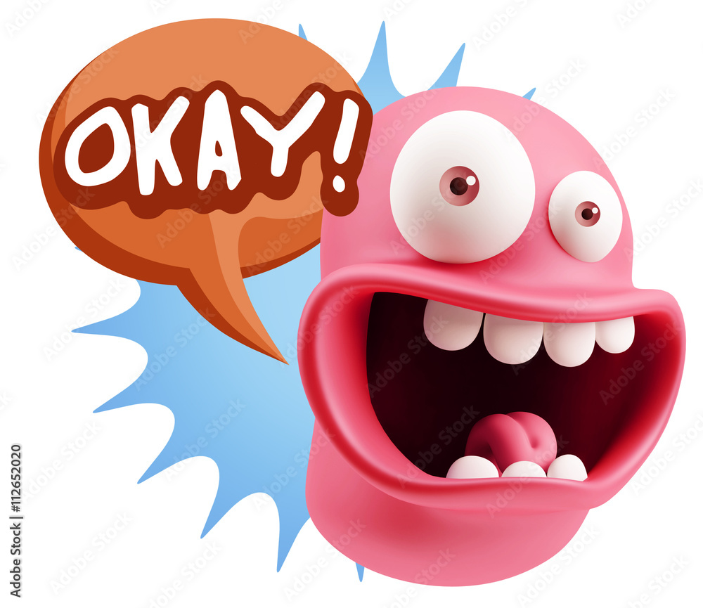 3d Illustration Laughing Character Emoji Expression saying Okay 3d Illustration Laughing Character Emoji Expression saying Okay