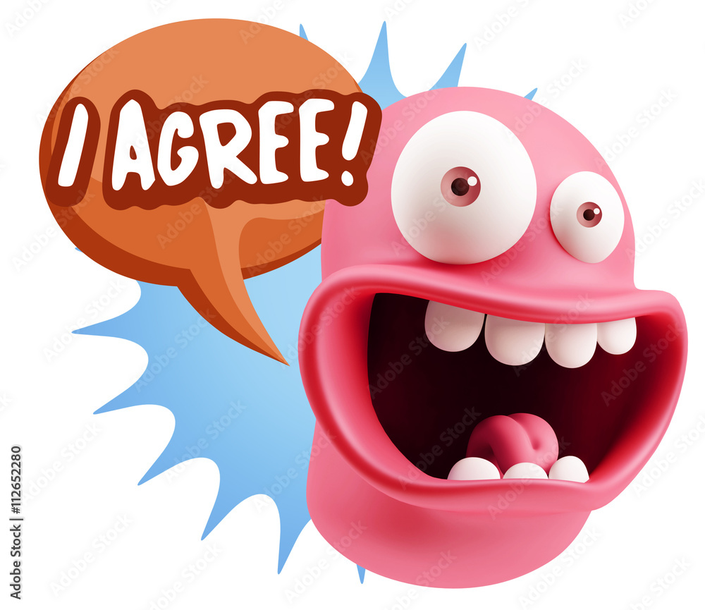 3d Illustration Laughing Character Emoji Expression saying I Agr 3d Illustration Laughing Character Emoji Expression saying I Agr