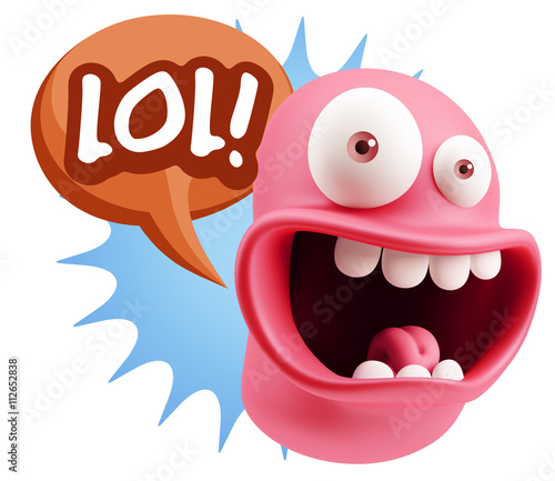 3d Illustration Laughing Character Emoji Expression saying Lol w