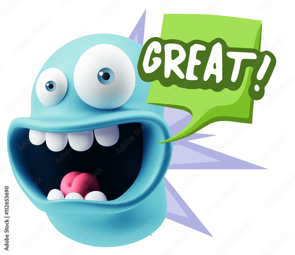 3d Illustration Laughing Character Emoji Expression saying Great 3d Illustration Laughing Character Emoji Expression saying Great