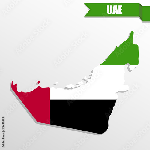 UAE map with flag inside and ribbon