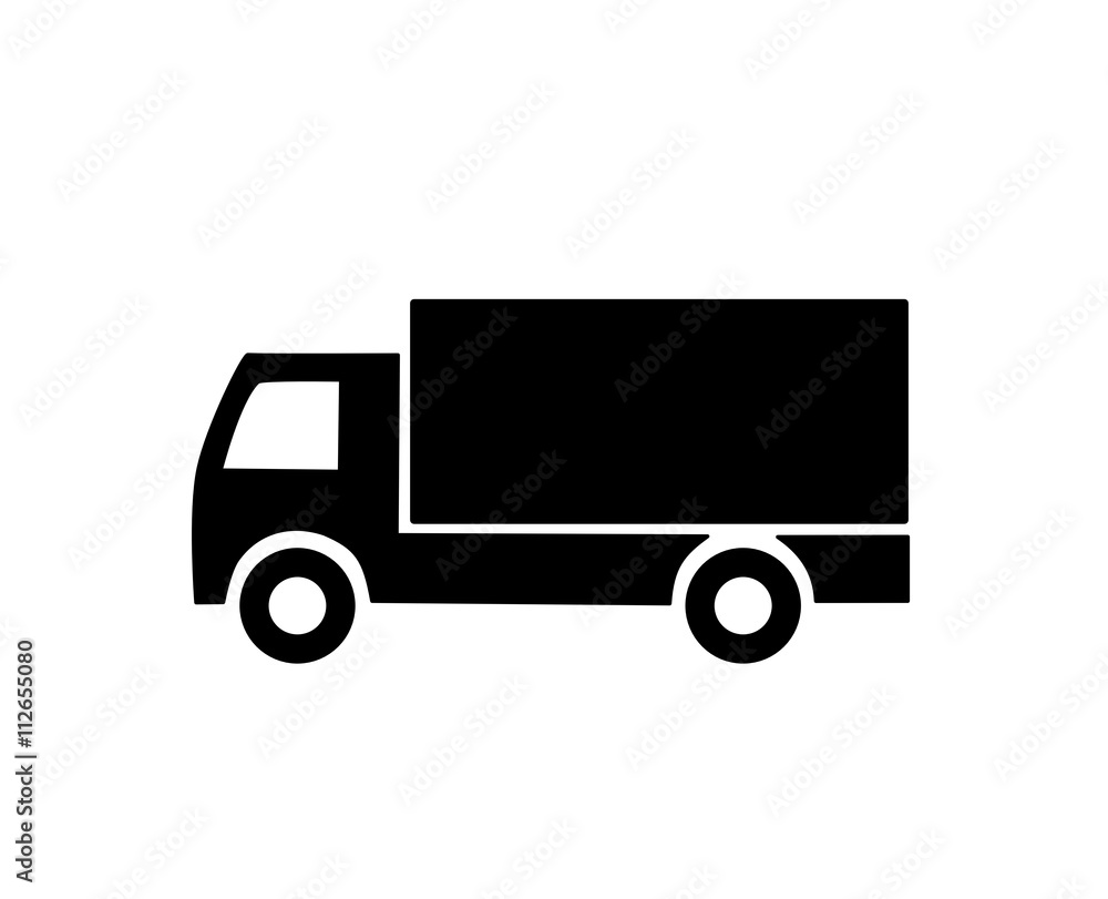 Black lorry silhouette - vector illustration.
