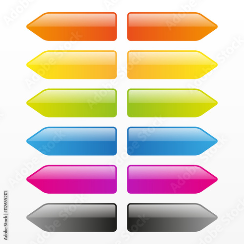 Set of colored arrow buttons