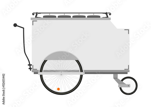 Cartoon street food vendor cart on a white background. Flat vector