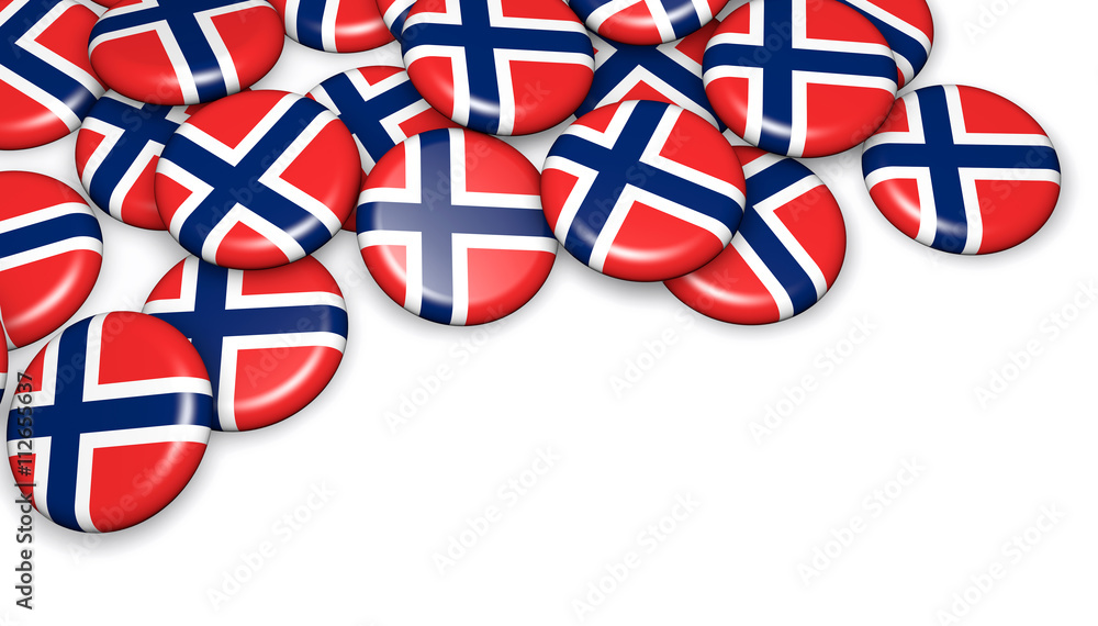 Fototapeta premium Norwegian Flag On Pin Badges