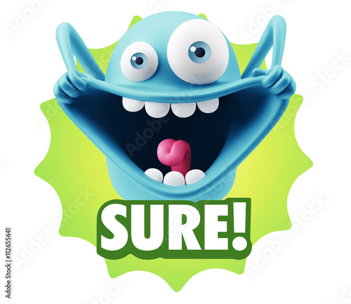 3d Illustration Laughing Character Emoji Expression saying Sure